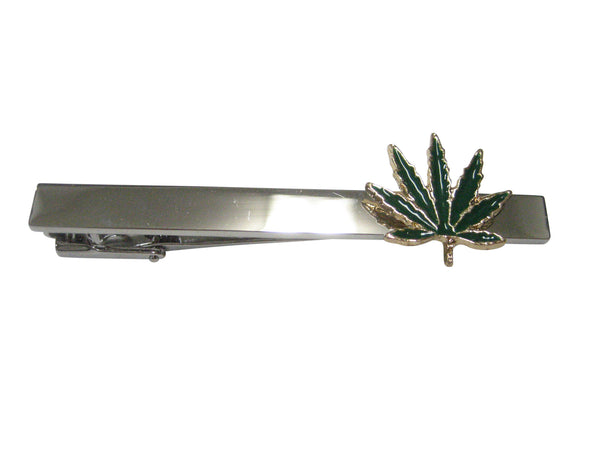 Green Marijuana Weed Leaf Tie Clip