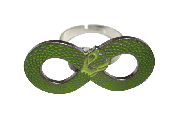 Green Toned Infinity Snake Ouroboros Adjustable Size Fashion Ring