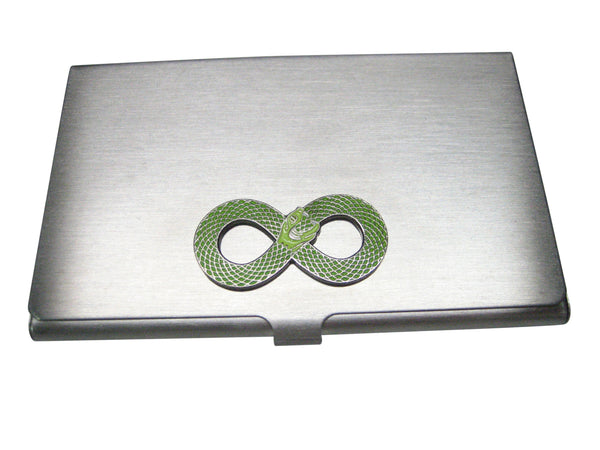 Green Toned Infinity Snake Ouroboros Business Card Holder