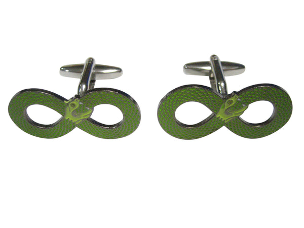 Green Toned Infinity Snake Ouroboros Cufflinks