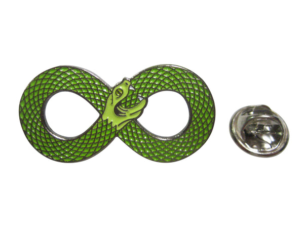 Green Toned Infinity Snake Ouroboros Lapel Pin