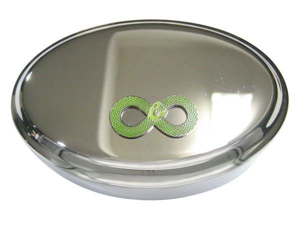Green Toned Infinity Snake Ouroboros Oval Trinket Jewelry Box