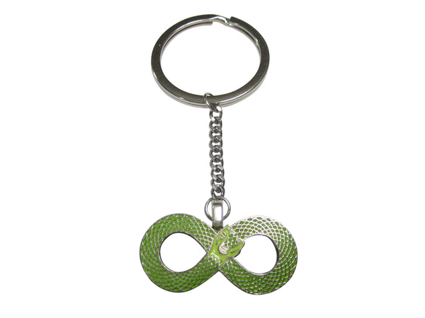Green Toned Infinity Snake Ouroboros Pendant Keychain