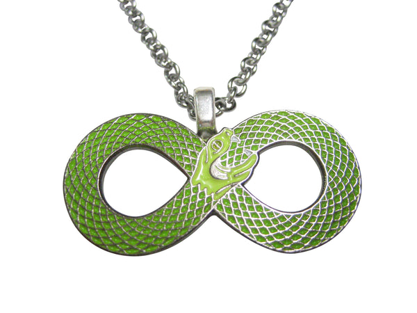 Green Toned Infinity Snake Ouroboros Pendant Necklace