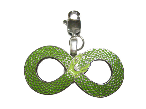 Green Toned Infinity Snake Ouroboros Pendant Zipper Pull Charm