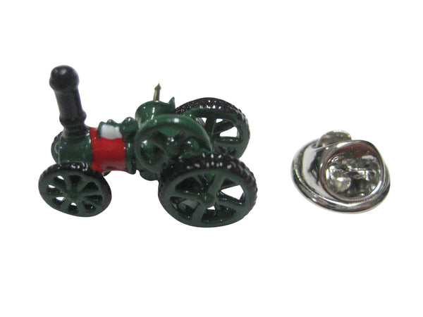 Green Toned Steam Powered Tractor Engine Lapel Pin