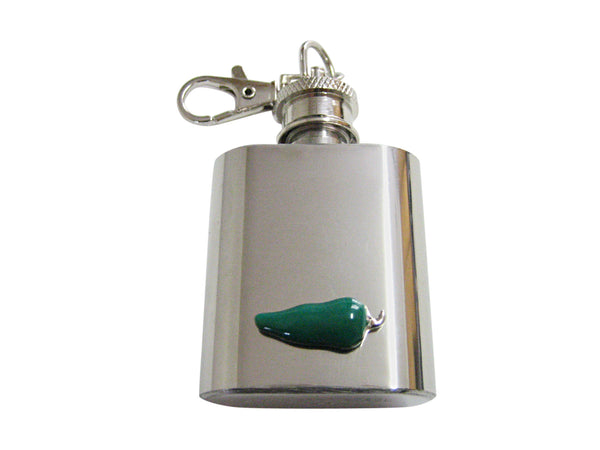 Green Chili Pepper 1 Oz. Stainless Steel Key Chain Flask