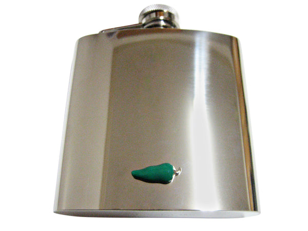 Green Chili Pepper 6 Oz. Stainless Steel Flask