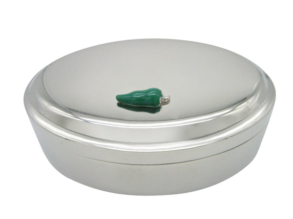 Green Chili Pepper Pendant Oval Trinket Jewelry Box