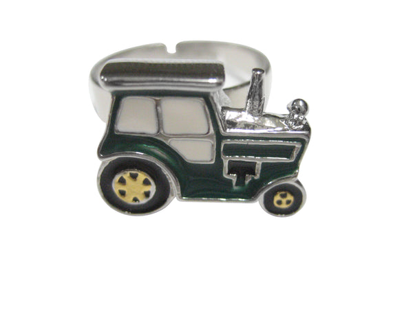 Green Classic Farm Tractor Adjustable Size Fashion Ring