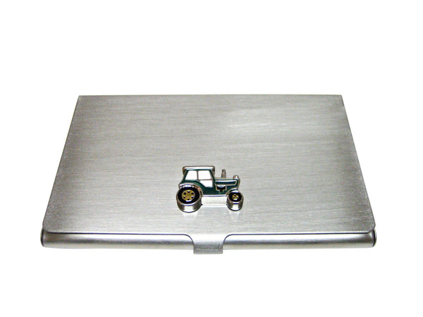 Green Classic Farm Tractor Business Card Holder