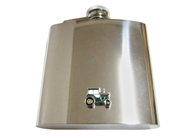 Green Classic Farm Tractor 6 Oz. Stainless Steel Flask