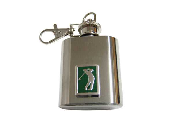 Green Golf Pendant 1 Oz. Stainless Steel Key Chain Flask