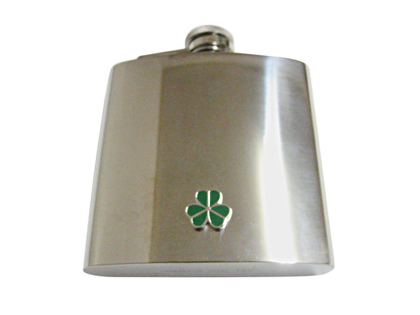 Green Shamrock Clover 6 Oz. Stainless Steel Flask