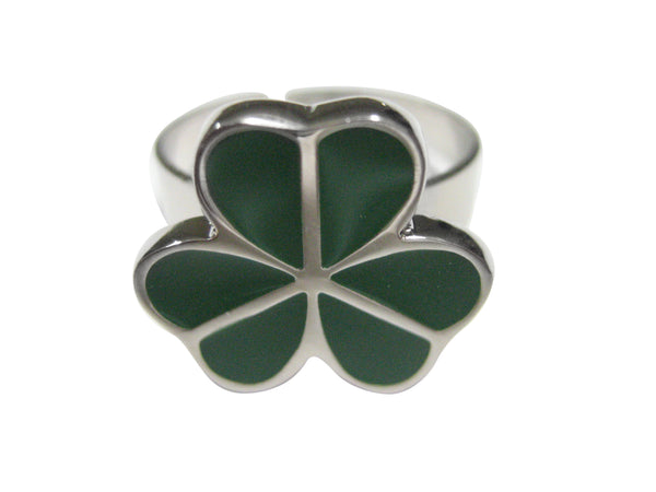 Green Shamrock Clover Adjustable Size Fashion Ring