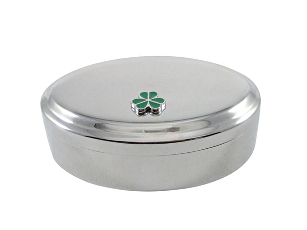 Green Shamrock Clover Pendant Oval Trinket Jewelry Box