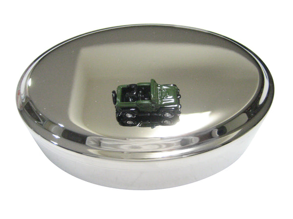 Green Toned Jeep Car Oval Trinket Jewelry Box