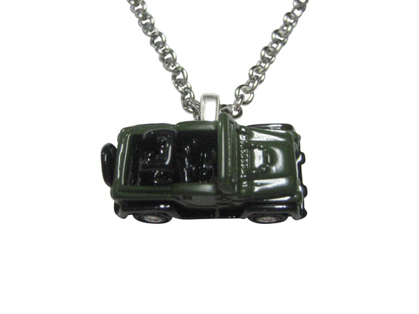 Green Toned Jeep Car Pendant Necklace