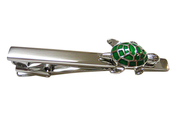 Green Turtle Tortoise Square Tie Clip