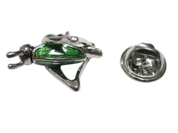 Green and Silver Toned Locust Grasshopper Bug Insect Lapel Pin
