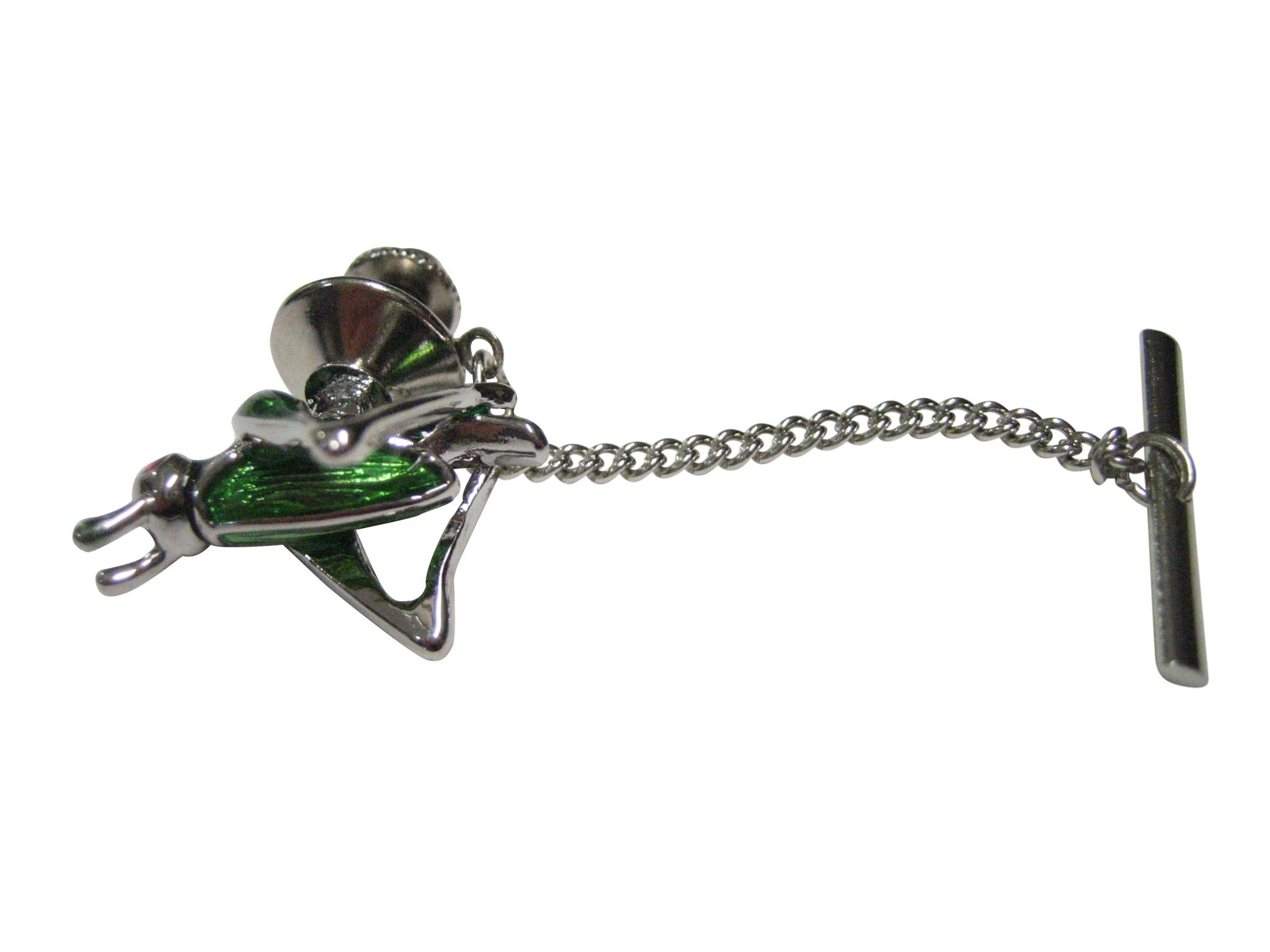 Green and Silver Toned Locust Grasshopper Bug Insect Tie Tack