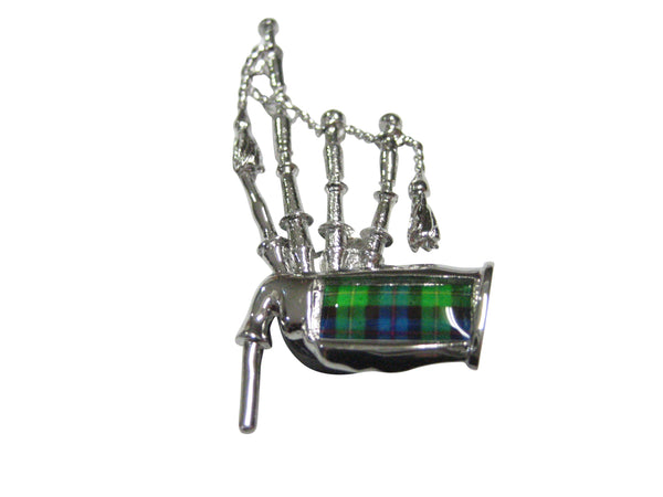 Green and Silver Toned Scottish Bag Pipes Music Instrument Magnet
