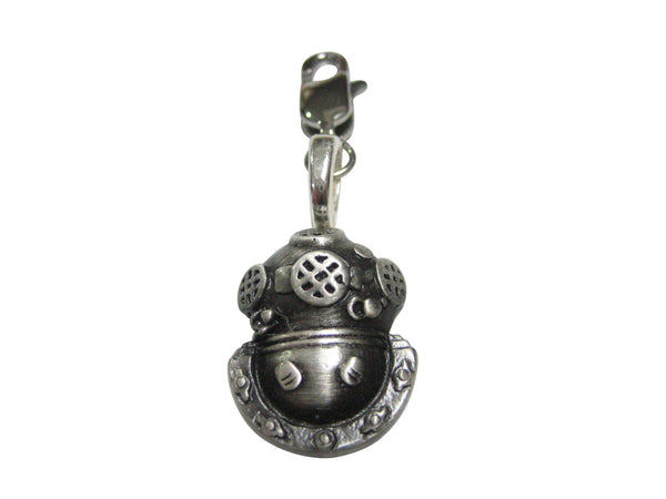 Grey Toned Divers Helmet Pendant Zipper Pull Charm