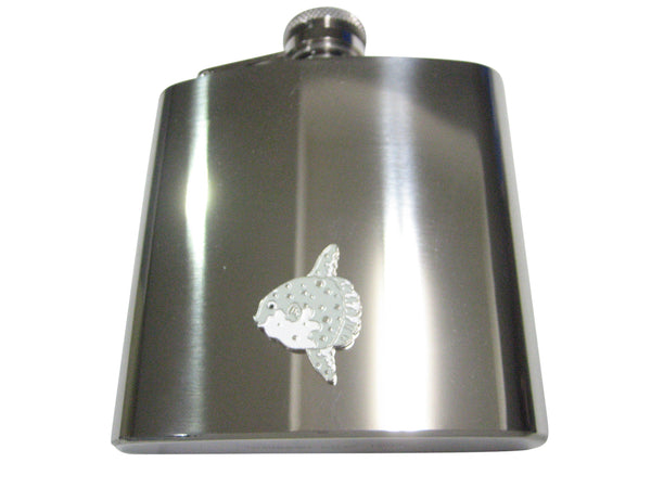 Grey Toned Ocean Sunfish Mola Bony Fish 6oz Flask