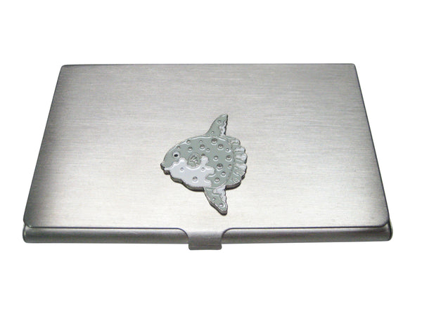 Grey Toned Ocean Sunfish Mola Bony Fish Business Card Holder