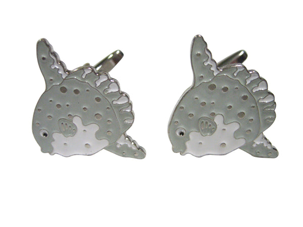 Grey Toned Ocean Sunfish Mola Bony Fish Cufflinks