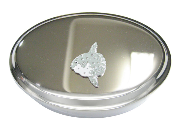 Grey Toned Ocean Sunfish Mola Bony Fish Oval Trinket Jewelry Box
