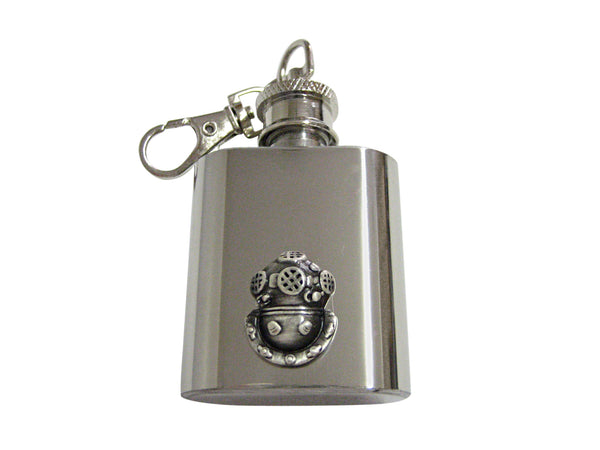 Grey Toned Divers Helmet 1 Oz. Stainless Steel Key Chain Flask