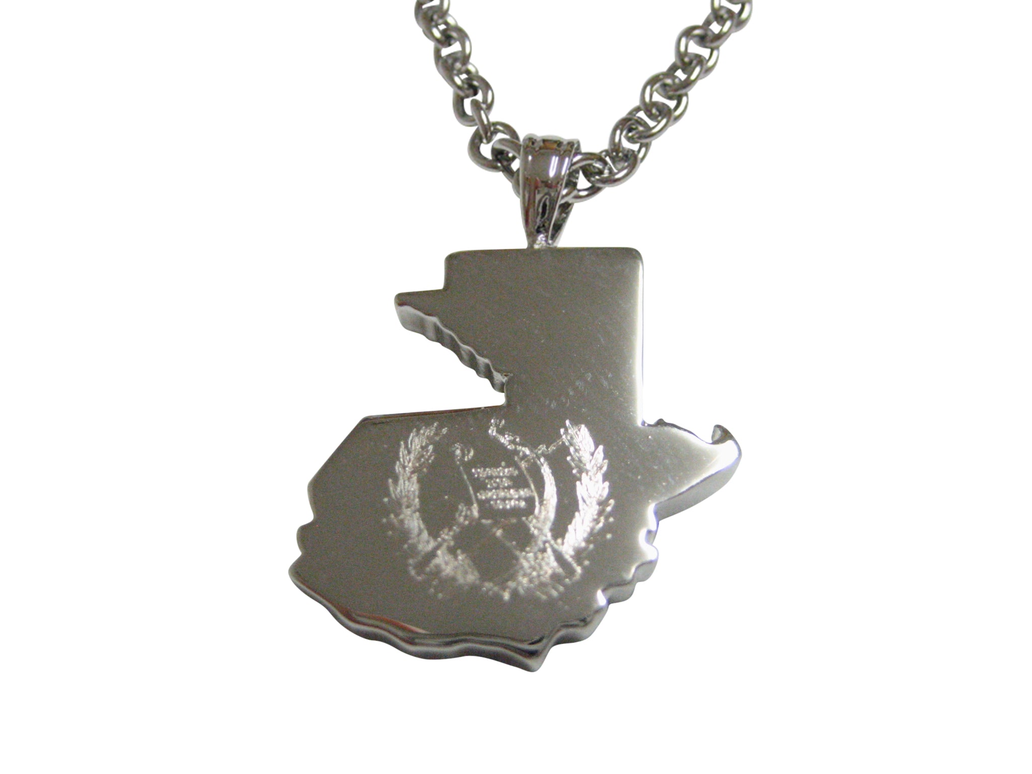 Guatemala Map Shape and Flag Design Pendant Necklace