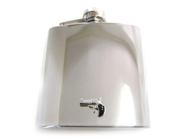 6 Oz. Stainless Steel Flask with Gun Pendant