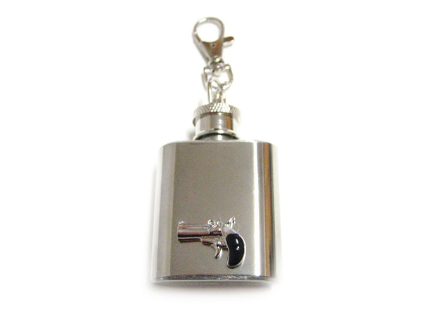1 Oz. Stainless Steel Key Chain Flask with Gun Pendant