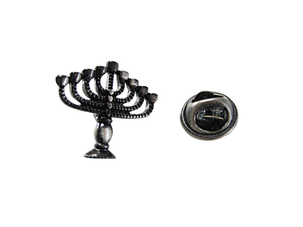 Gun Metal Toned Menorah Lapel Pin