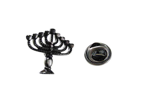 Gunmetal Toned Menorah Lapel Pin