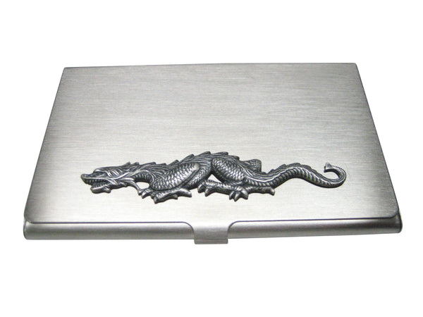 Gunmetal Toned Fierce Dragon Business Card Holder