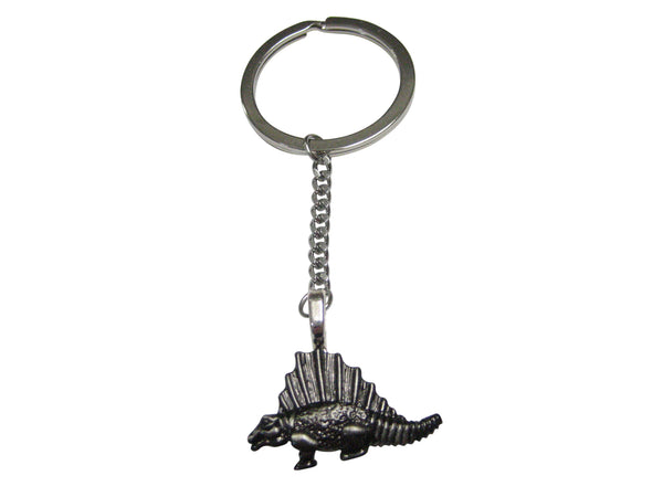 Gunmetal Toned Textured Dinosaur Pendant Keychain