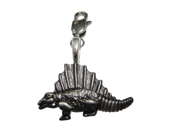 Gunmetal Toned Textured Dinosaur Pendant Zipper Pull Charm