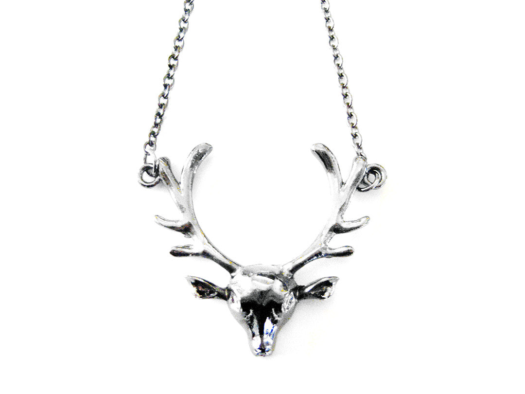 Gunmetal Deer Necklace