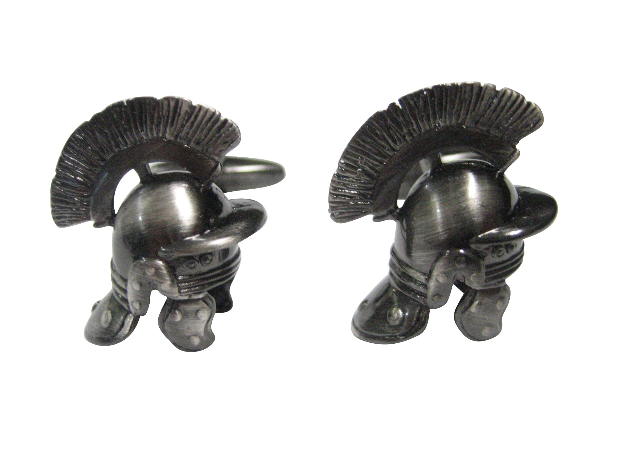 Gunmetal Plumed Roman War Helmet Cufflinks