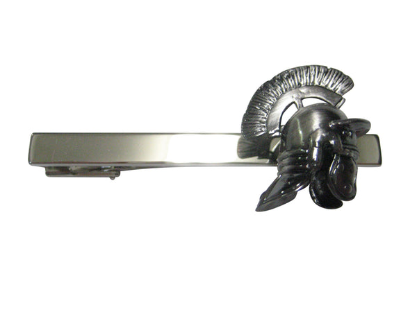 Gunmetal Plumed Roman War Helmet Square Tie Clip