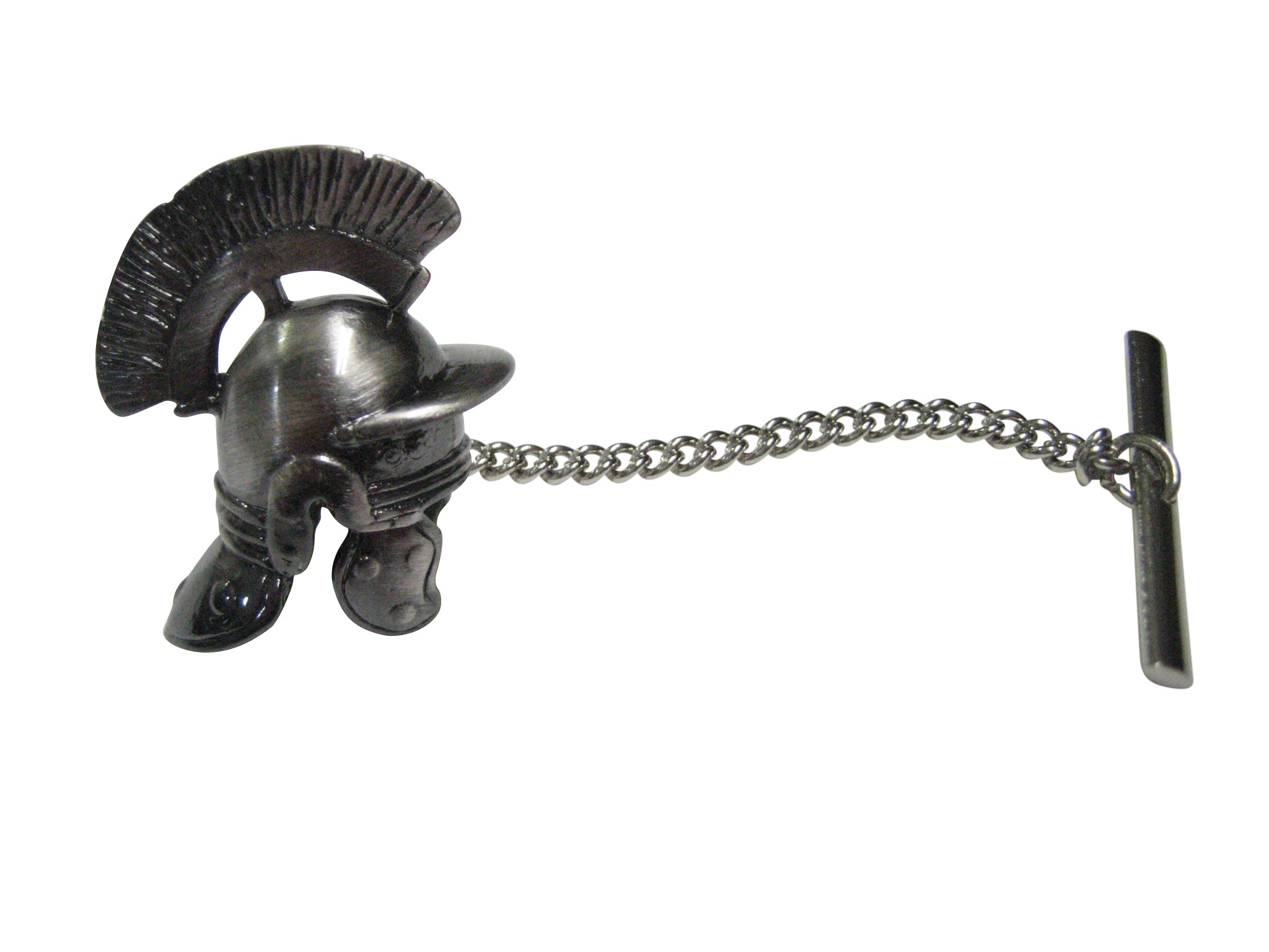 Gunmetal Plumed Roman War Helmet Tie Tack
