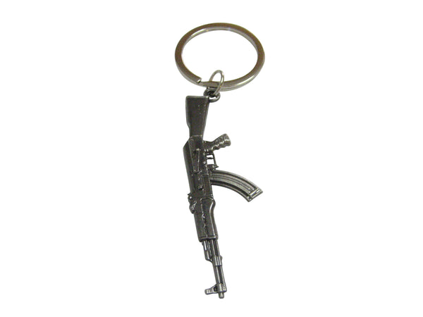 Gunmetal Toned AK47 Rifle Gun Pendant Keychain