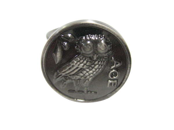 Gunmetal Toned Circular Owl of Athena Adjustable Size Fashion Ring