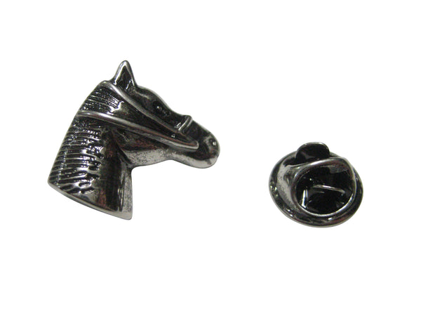 Gunmetal Toned Equestrian Horse Head Lapel Pin