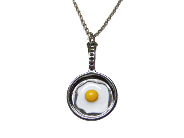 Gunmetal Toned Fried Egg Pendant Necklace