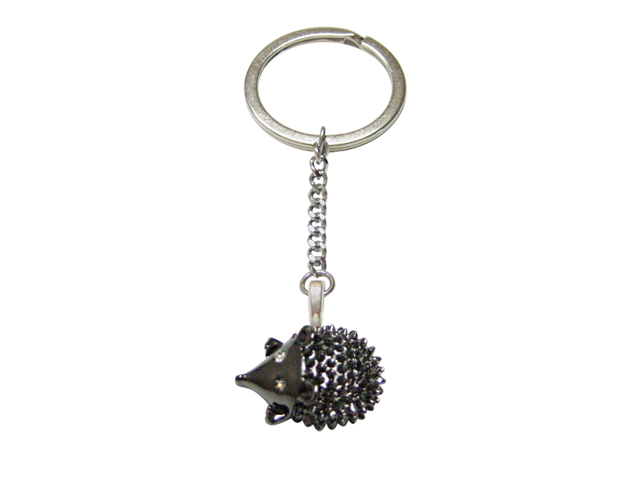 Gunmetal Toned Hedgehog Pendant Keychain