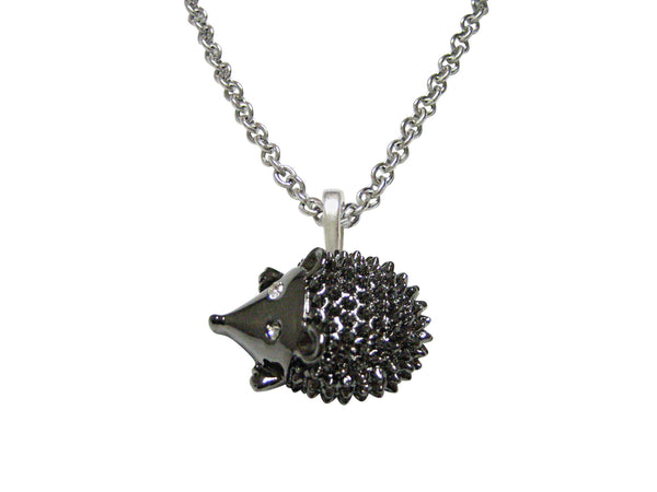 Gunmetal Toned Hedgehog Pendant Necklace